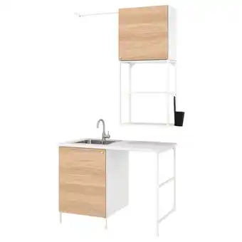 IKEA Enhet Waschküche, weiß/eichenachbildung, 139x63.5x87.5 cm Angebot