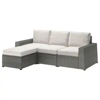 IKEA SollerÖn 3er-sitzelement/außen, mit Hocker dunkelgrau/frösön/duvholmen beige, 223x144x88 cm Angebot
