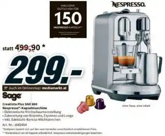 Media Markt Creatista Plus SNE 800 Nespresso- Kapselmaschine Angebot