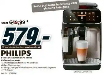 Media Markt Philips S400 Series LatteGo EP S447/90 Kaffeevollautomat Angebot