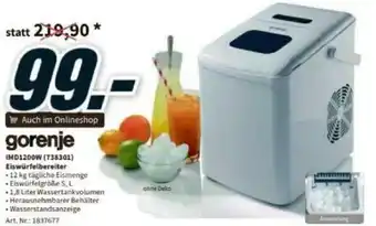 Media Markt Gorenje IMD1200W (738301) Eiswürfelbereiter Angebot