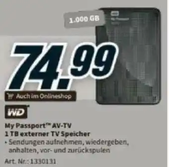 Media Markt My Passport AV-TV 1 TB Externer TV Speicher Angebot