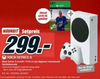 Media Markt XBOX Series S S12GB + FIFA 22 (Als Digitaler Download) Spielekonsole Angebot