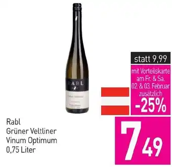 Sutterlüty Rabl Grüner Veltliner Vinum Optimum 0.75 Liter Angebot