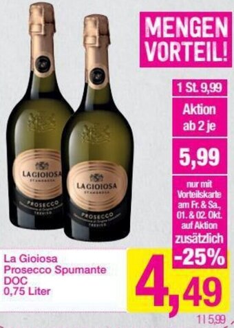 Sutterlüty La Gioiosa Prosecco Spumante DOC 0,75 Liter Angebot