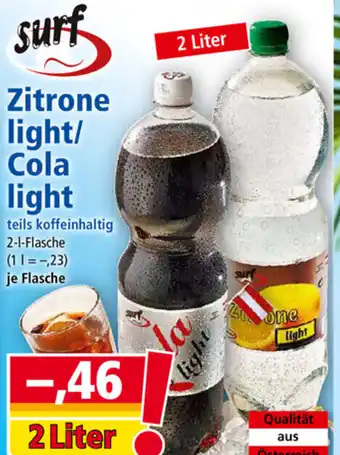 Norma Surf Zitrone Light Cola Light 2L Angebot