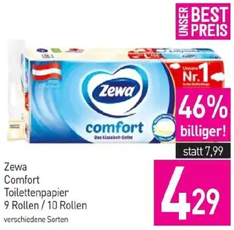 Sutterlüty Zewa Comfort Toilettenpapier 9 Rollen/ 10 Rollen Angebot