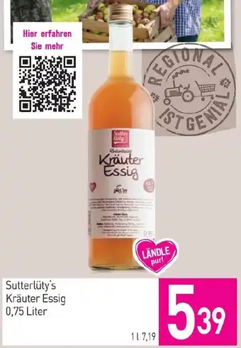 Sutterlüty Sutterlüty's Kräuter Essig 0.75 Liter Angebot