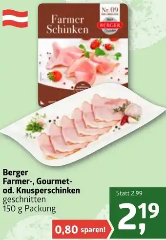 ADEG Berger Farmer Gourmet Od. Knusperschinken 150 g Angebot