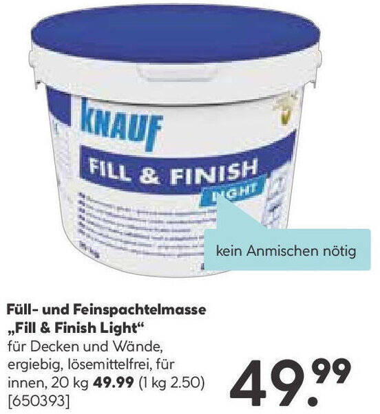 Füll Und Feinspachtelmasse Fill And Finish Light 20kg Angebot Bei Hellweg 7543