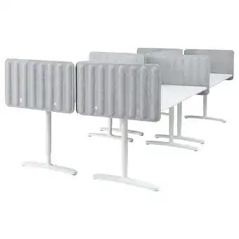IKEA Bekant Schreibtisch mit Abschirmung, weiß/grau, 320x160 48 cm Angebot