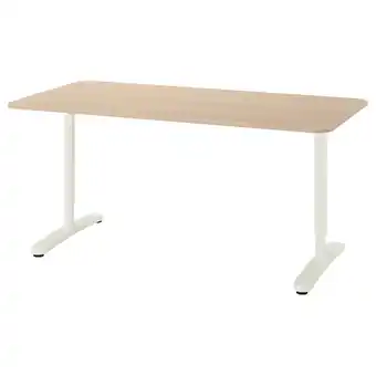 IKEA Bekant Schreibtisch, Eichenfurnier weiß lasiert/weiß, 160x80 cm Angebot