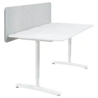 IKEA Bekant Schreibtisch mit Abschirmung, weiß/grau, 160x80 48 cm Angebot