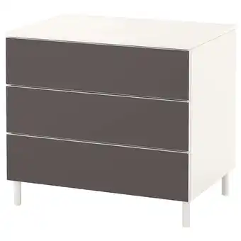 IKEA Platsa Kommode mit 3 Schubladen, weiß/skatval dunkelgrau, 80x57x73 cm Angebot