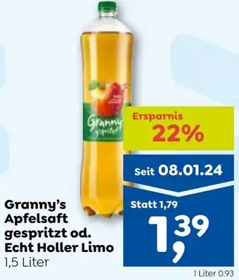 ADEG Granny's Apfelsaft gespritzt od. Echt Holler Limo 1,5 Liter Angebot