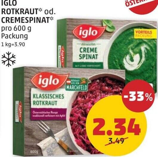IGLO ROTKRAUT* od. CREMESPINAT* pro 600 g Angebot bei PENNY