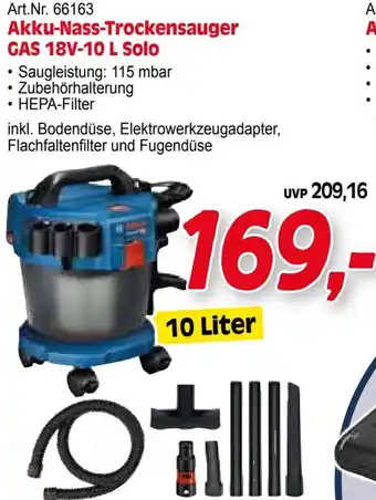 Zgonc Akku-Nass-Trockensauger GAS 18V-10 L Solo Angebot