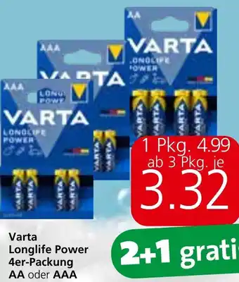 Varta Longlife Power 4er-Packung AA oder AAA
