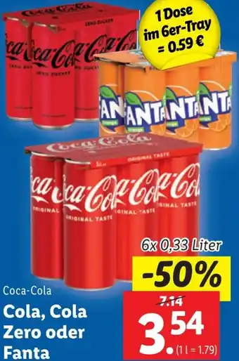 Lidl Cola, Cola Zero oder Fanta Angebot