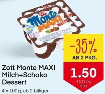MPreis Zott Monte MAXI Milch+Schoko Dessert Angebot