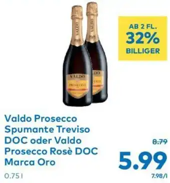 T&G Valdo Prosecco Spumante Treviso DOC oder Prosecco Rose DOC Marca Oro T&G 0.75 Liter 1 Flasche Angebot