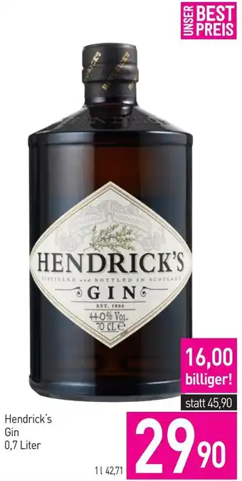 Sutterlüty Hendrick's Gin 0,7 Liter Angebot
