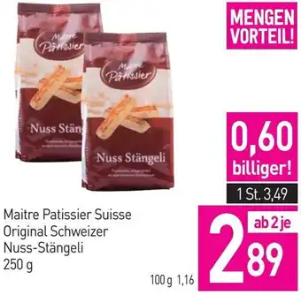 Sutterlüty Maitre Patissier Suisse Original Schweizer Nuss-Stängeli 250g Angebot