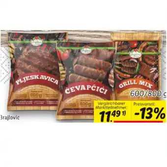 Lidl Brajlovic Grill Mix/Cevapcici oder Pljeskavica versch. Sorten Lidl 1 Packung Angebot