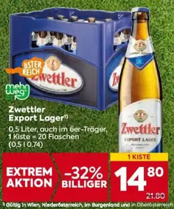 Billa Zwettler Export Lager 0.5 Liter Angebot