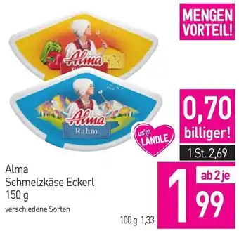 Sutterlüty Alma Schmelzkäse Eckerl 150g Angebot