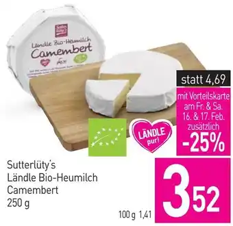 Sutterlüty Sutterlüty's Ländle Bio-Heumilch Camembert 250g Angebot