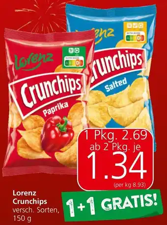 Spar Lorenz Crunchips versch. Sorten, 150 g Angebot