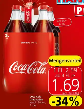 Spar Coca Cola Limonaden , 2 Liter Angebot
