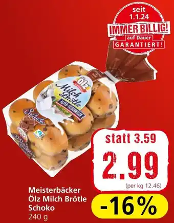 Spar Meisterbäcker Ölz Milch Brötle Schoko 240g Angebot