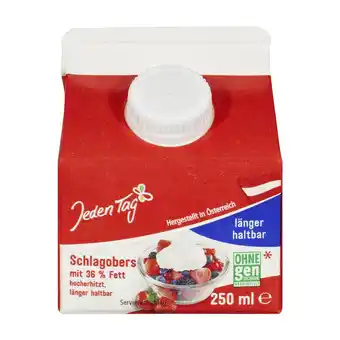 Unimarkt Jeden Tag Schlagobers 36% länger frisch Unimarkt 250 Gramm 1 Packung Angebot