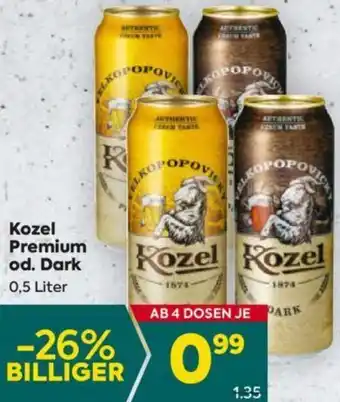 Billa Kozel Premium od. Dark 0,5 Liter Angebot