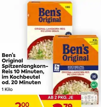Billa Ben's Original Spitzenlangkorn-Reis 10 Minuten, im Kochbeutel od. 20 Minuten Angebot