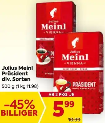 Billa Julius Meinl Präsident 500 g Angebot