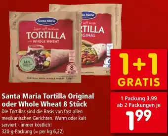 Interspar Santa Maria Tortilla Original oder Whole Wheat 8 Stück Angebot