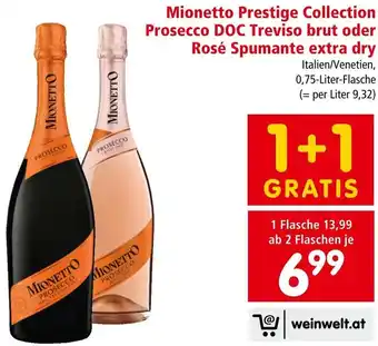 Interspar Mionetto Prestige Collection Prosecco DOC Treviso brut oder Rosé Spumante extra dry Angebot