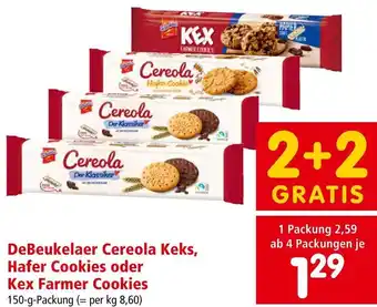 Interspar DeBeukelaer Cereola Keks, Hafer Cookies oder Kex Farmer Cookies Angebot