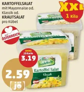 PENNY KARTOFFELSALAT mit Mayonnaise od. Klassik od. KRAUTSALAT pro Kübel Angebot
