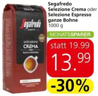Spar Segafredo Selezione Crema oder Selezione Espresso ganze Bohne Angebot