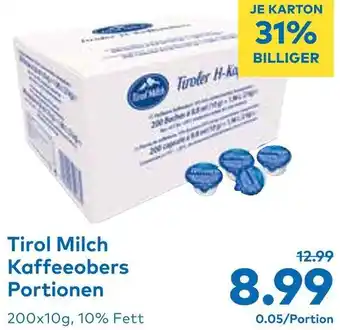T&G Tirol Milch Kaffeeobers Portionen Angebot