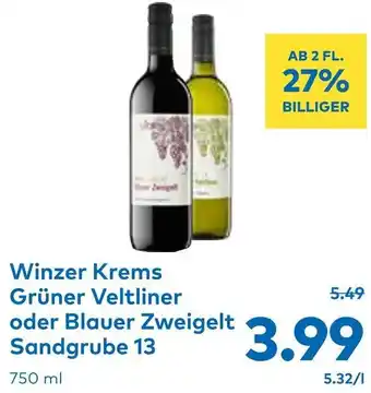 T&G Winzer Krems Grüner Veltliner oder Blauer Zweigelt Sandgrube 13 Angebot