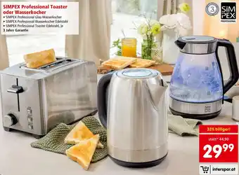 Interspar SIMPEX Professional Toaster oder Wasserkocher Angebot