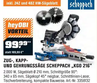 OBI ZUG-, KAPP- UND GEHRUNGSSÄGE SCHEPPACH KGO 216 Angebot