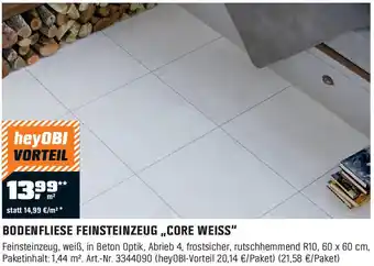 OBI BODENFLIESE FEINSTEINZEUG CORE WEISS Angebot