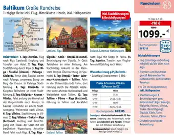 Lidl Reisen Baltikum Große Rundreise 11-tägige Angebot