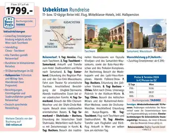 Lidl Reisen Usbekistan Rundreise 11- bzw. 12-tägige Angebot